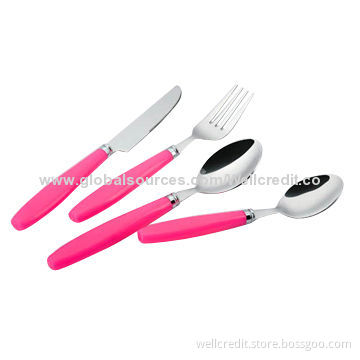 High-quality stainless steel cutlery with plastic handle